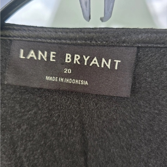 Lane Bryant Black Wrap Satin Blouse 20 Plus Long Sleeve Women Side Tie Normcore - Picture 4 of 11